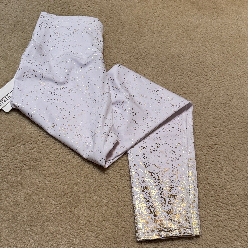 Vizio White Leggings with Gold Accents - Picture 3 of 7